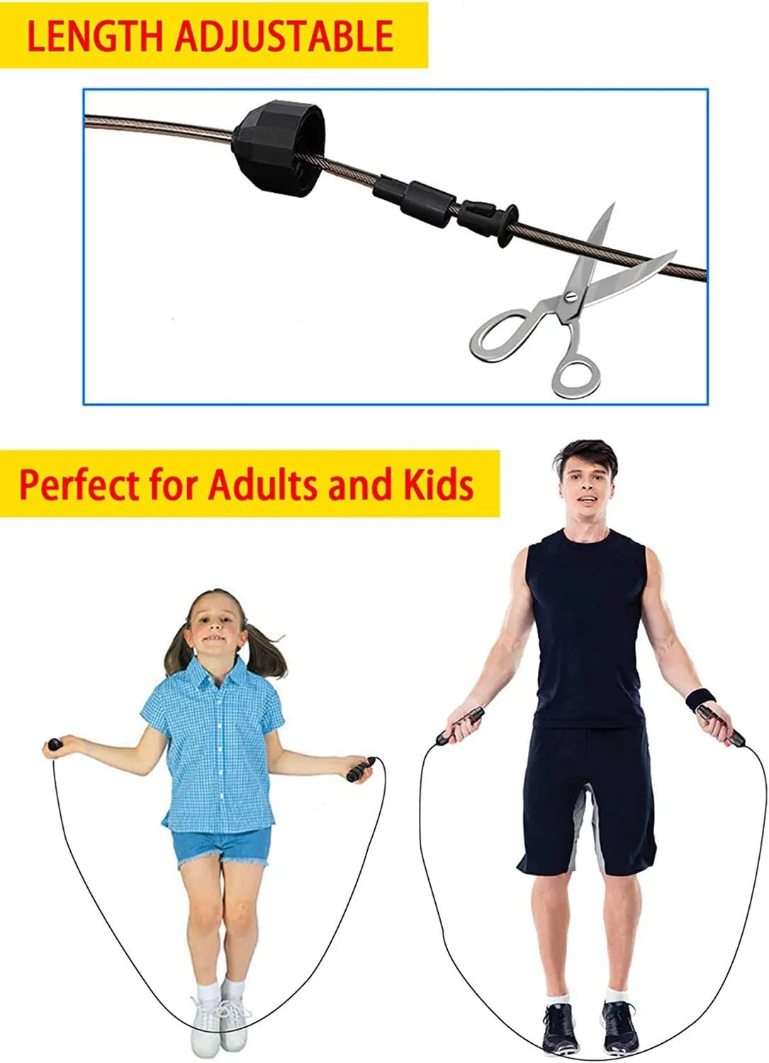 Adjustable Speed Jump Rope with Ball Bearings – Tangle-Free Fitness Skipping Rope