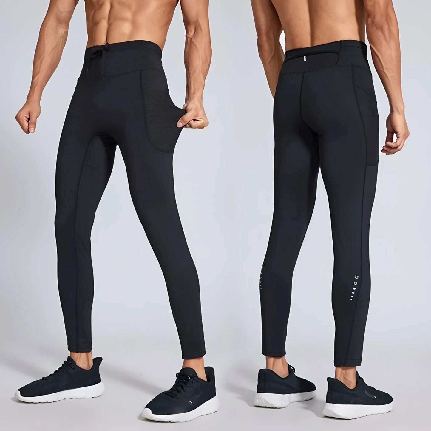 Compression Running Leggings with Pockets – Warm Reflective Sports Tights for Women, Men & Youth