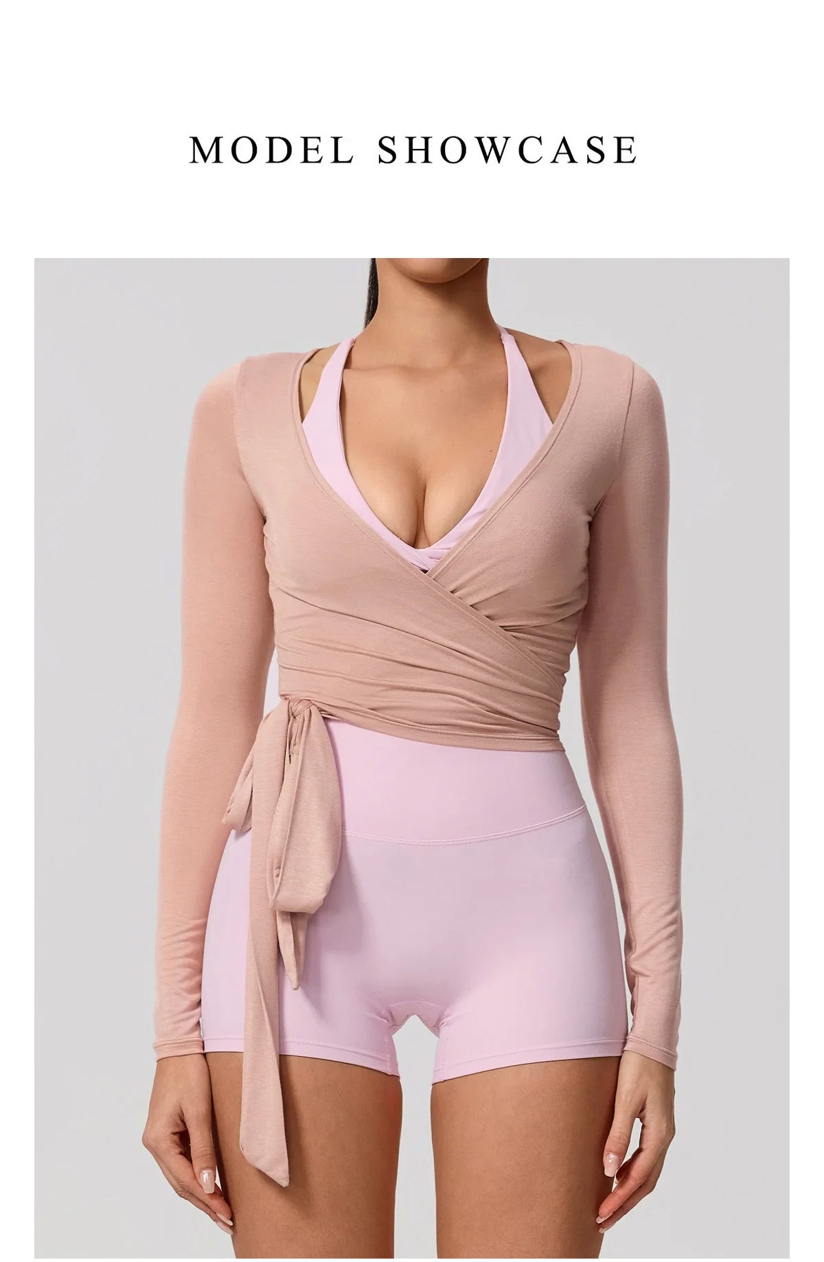 Women's Long Sleeve Yoga Wrap Top – Breathable Quick-Dry Sportswear for Pilates & Dance