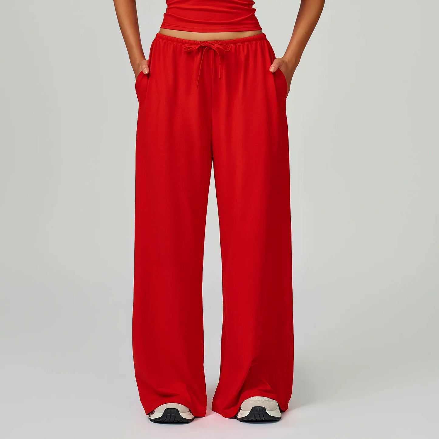 Yoga Pants Brushed Sports Pants Women's Hanging Wide Leg Loose Casual Pants Sports Running Fitness Elastic Drawstring Pants