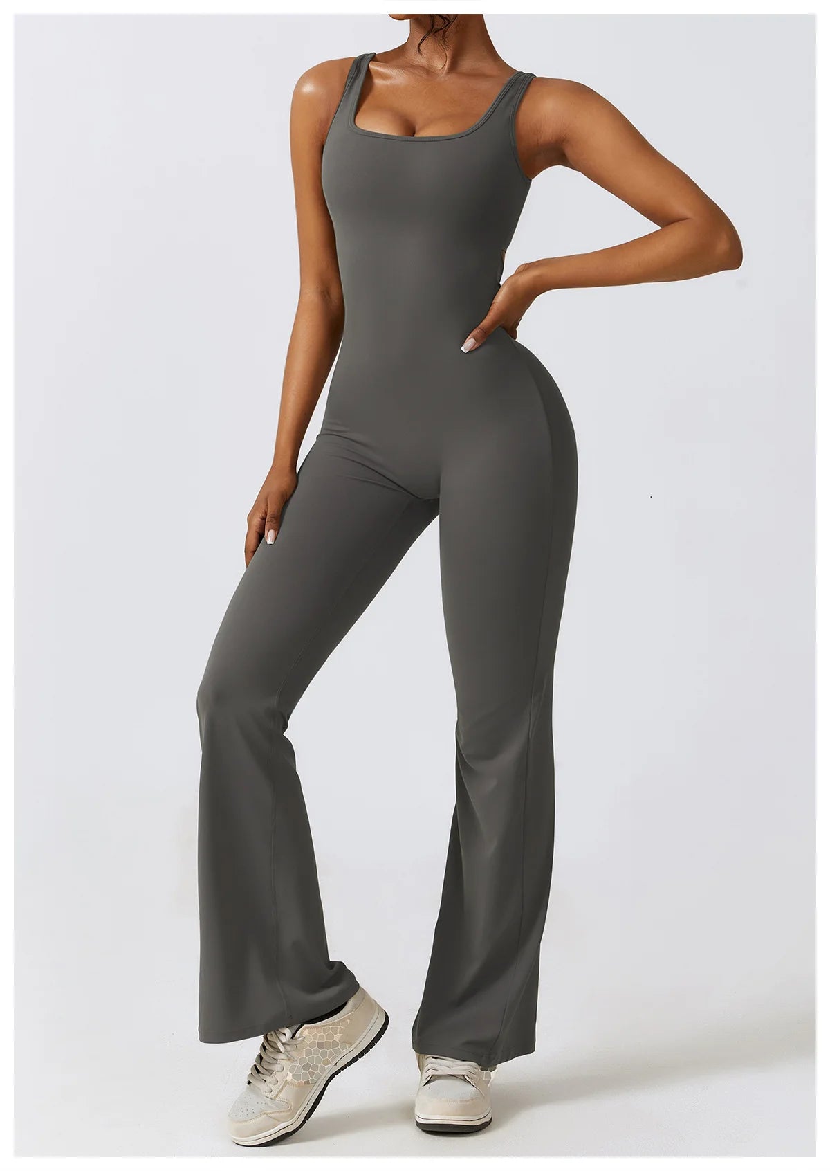 Women’s Fitness Yoga Jumpsuit – Push-Up Stretch Workout Bodysuit
