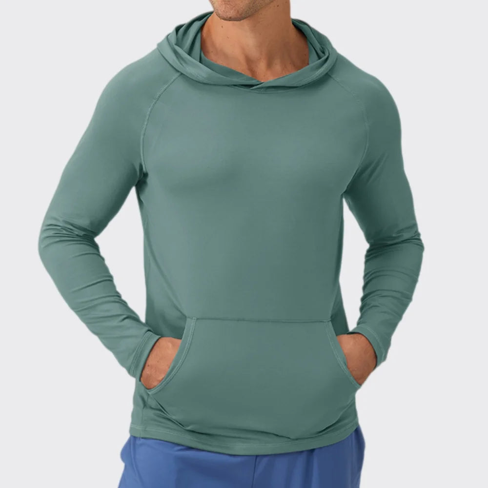 Men's Fitness Hoodie Long Sleeve Sport T-Shirt – Quick-Dry Slim Fit Gym & Running Top
