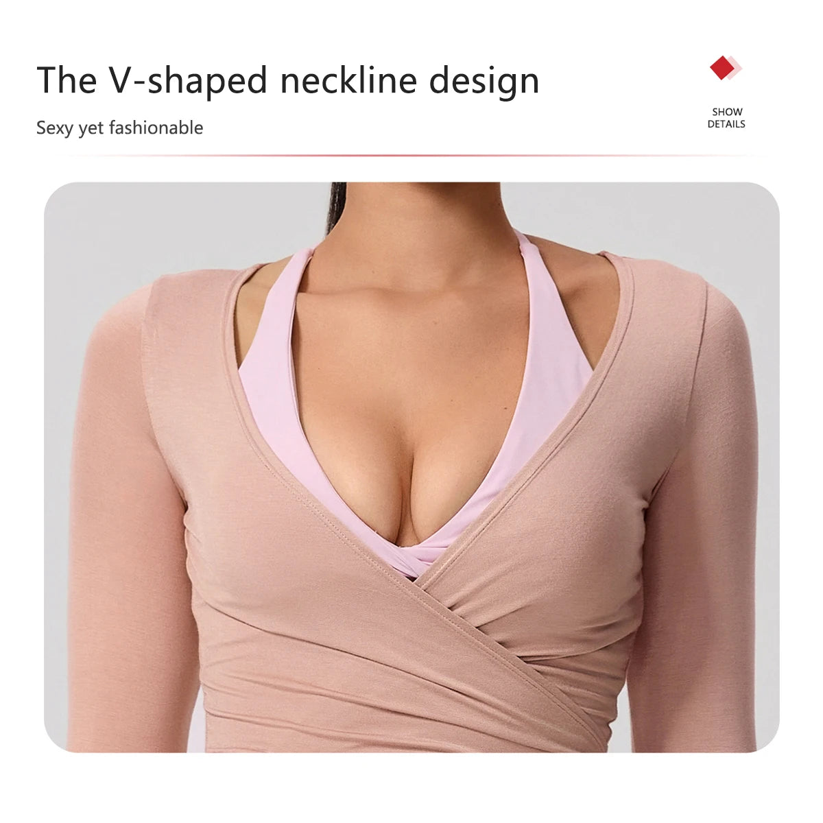Women's Long Sleeve Yoga Wrap Top – Breathable Quick-Dry Sportswear for Pilates & Dance