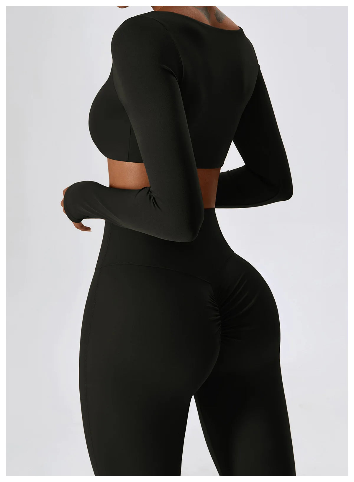 2PCS Women's Seamless Yoga Set Long Sleeve Athletic Legging & Crop Top Sportswear Workout Fitness Gym Sports Suit Winter Workout Clothes