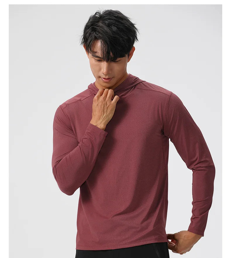 Men's Compression Hooded Long Sleeve Fitness T-Shirt – Running, Gym & Workout Performance Top