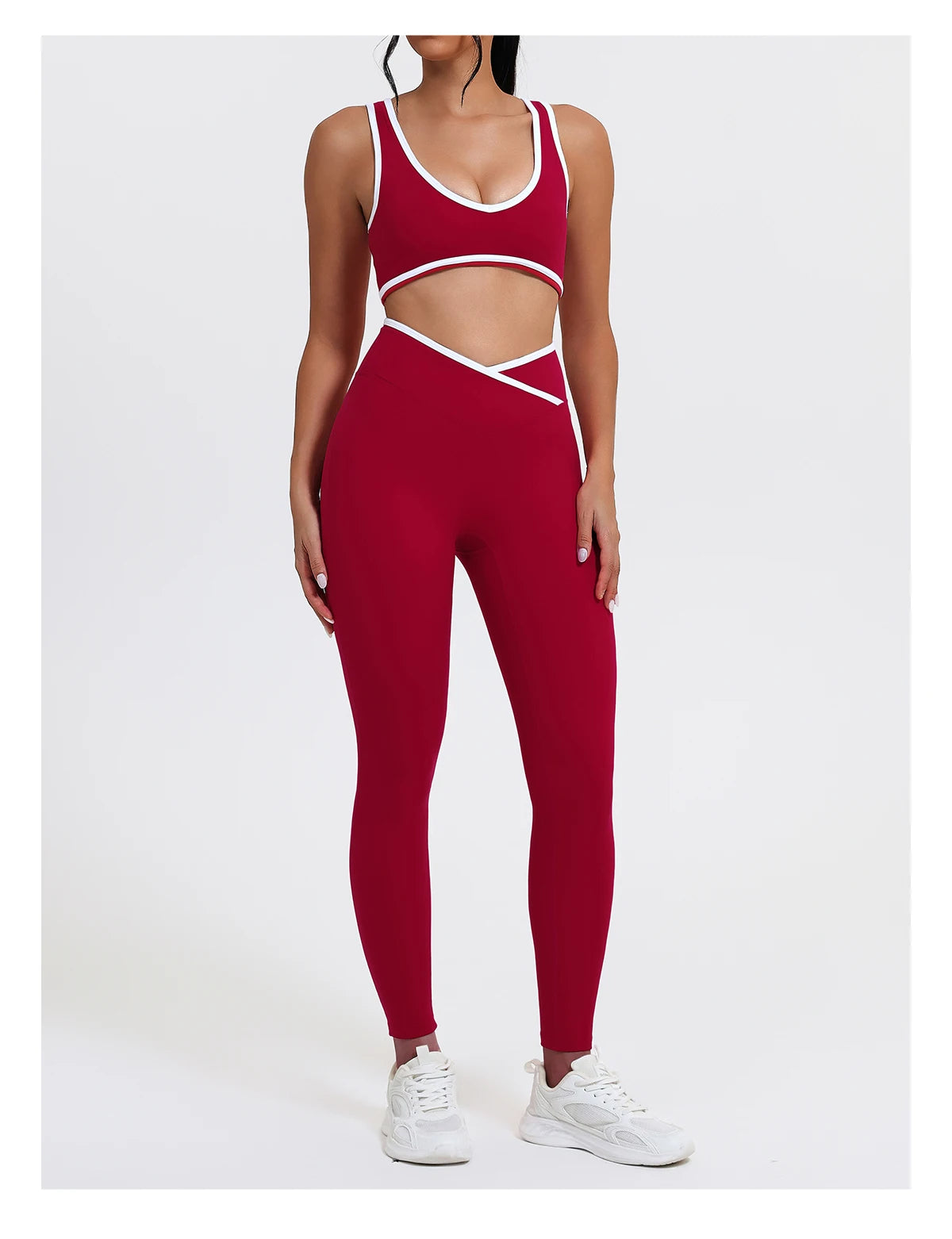 Women's 2-Piece Yoga Set – Sports Bra with Padded Cups & High-Waisted Cross-Back Leggings
