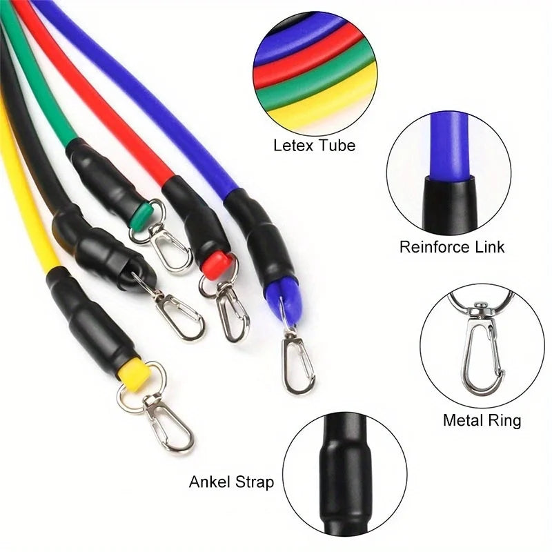 11PCS Resistance Bands Set – Pull Rope & Full Body Home Gym Training Equipment