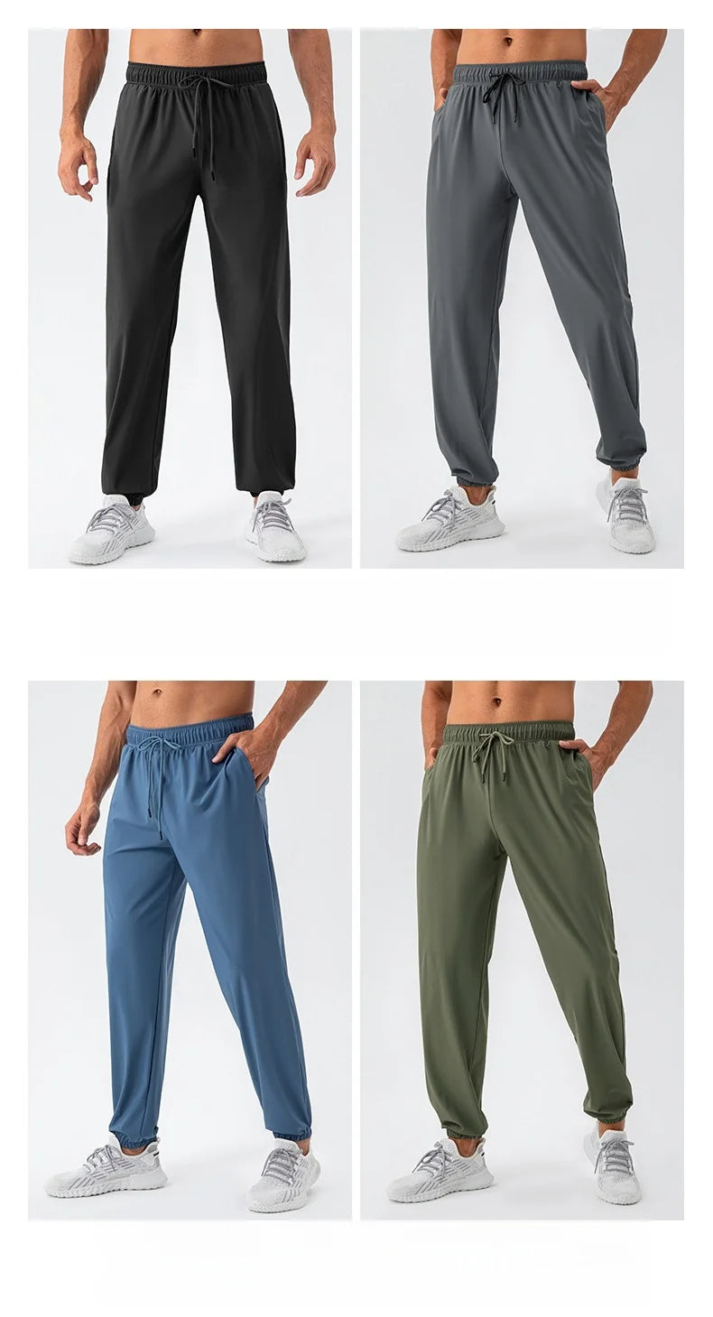 Men's Running Pants Sportswear Summer Jogging Sweatpants Quick Dry Thin Tracksuit Elastic Gym Fitness Sport Trousers Men Slacks
