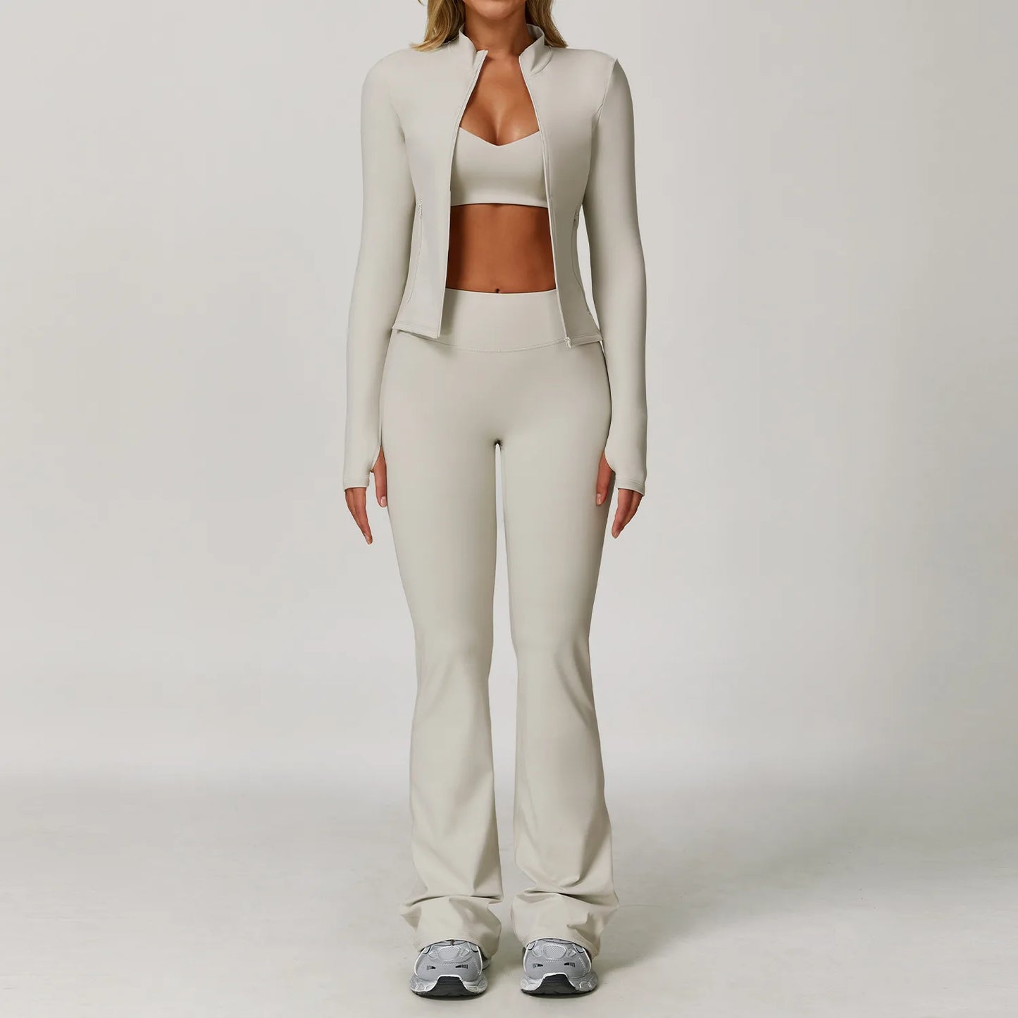 Women's Yoga Sports Set 2/3PCS Gym Workout Tracksuit Long Sleeve Sports Bra Athletic Wear Running Fitness Clothing