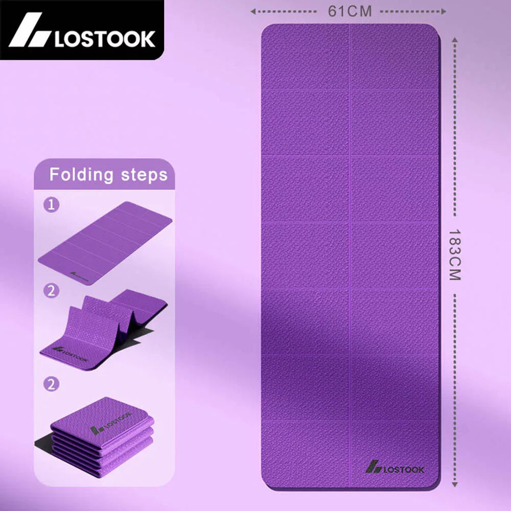 4mm Thick Foldable TPE Yoga Mat Eco-Friendly Non-Slip Exercise Mat for Yoga Pilates Stretching Travel And Home Fitness