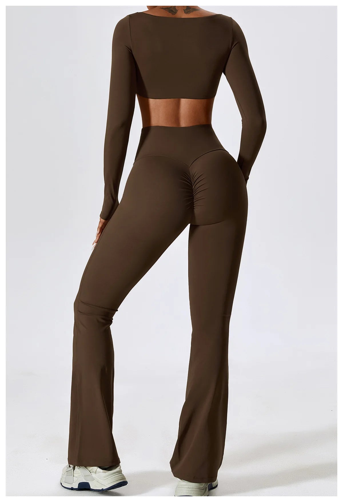 2PCS Women's Seamless Yoga Set Long Sleeve Athletic Legging & Crop Top Sportswear Workout Fitness Gym Sports Suit Winter Workout Clothes