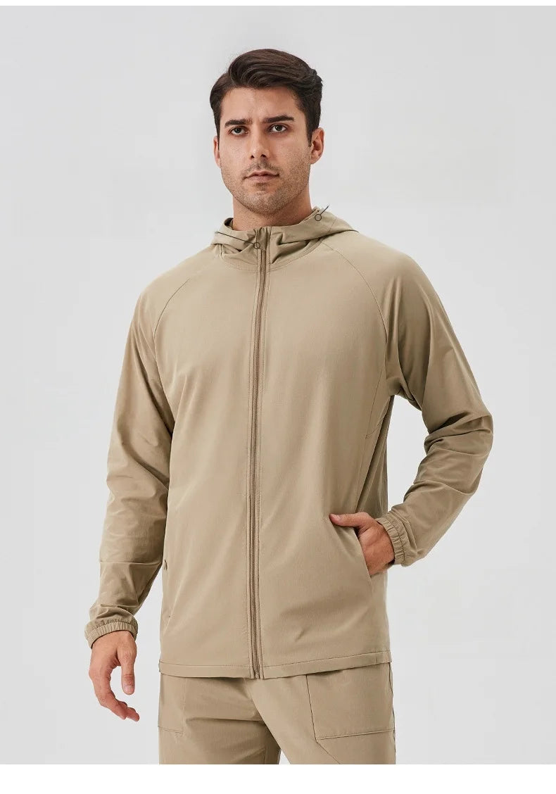 Men's Fitness Hoodie Long Sleeve Sport T-Shirt – Quick-Dry Slim Fit Gym & Running Top