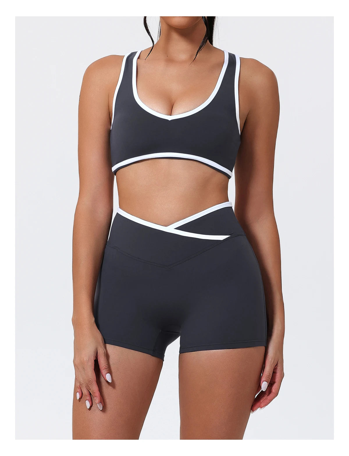 Women's 2-Piece Yoga Set – Sports Bra with Padded Cups & High-Waisted Cross-Back Leggings