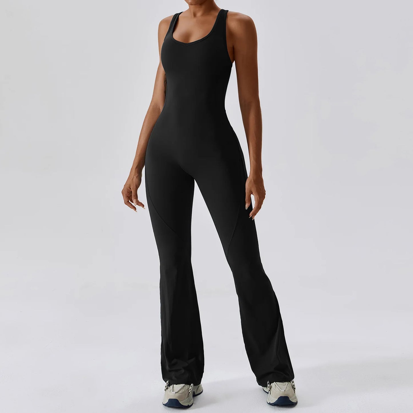 Women’s Solid Yoga Jumpsuit – One Piece Butt-Lifting Fitness Bodysuit