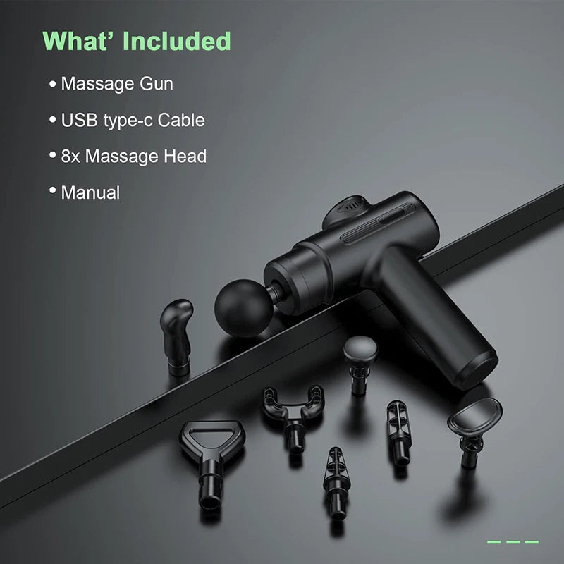 Electric Deep Tissue Massage Gun – 8 Interchangeable Heads for Full Body Recovery