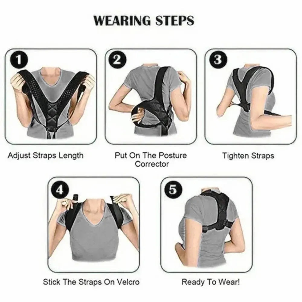 Back Posture Corrector Belt – Adjustable Support Brace for Improved Sitting & Standing Posture