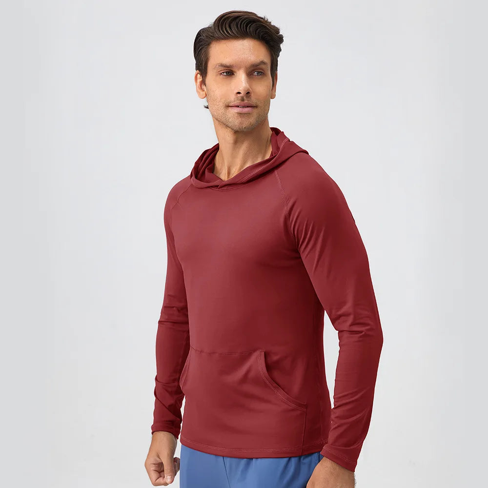 Men's Fitness Hoodie Long Sleeve Sport T-Shirt – Quick-Dry Slim Fit Gym & Running Top