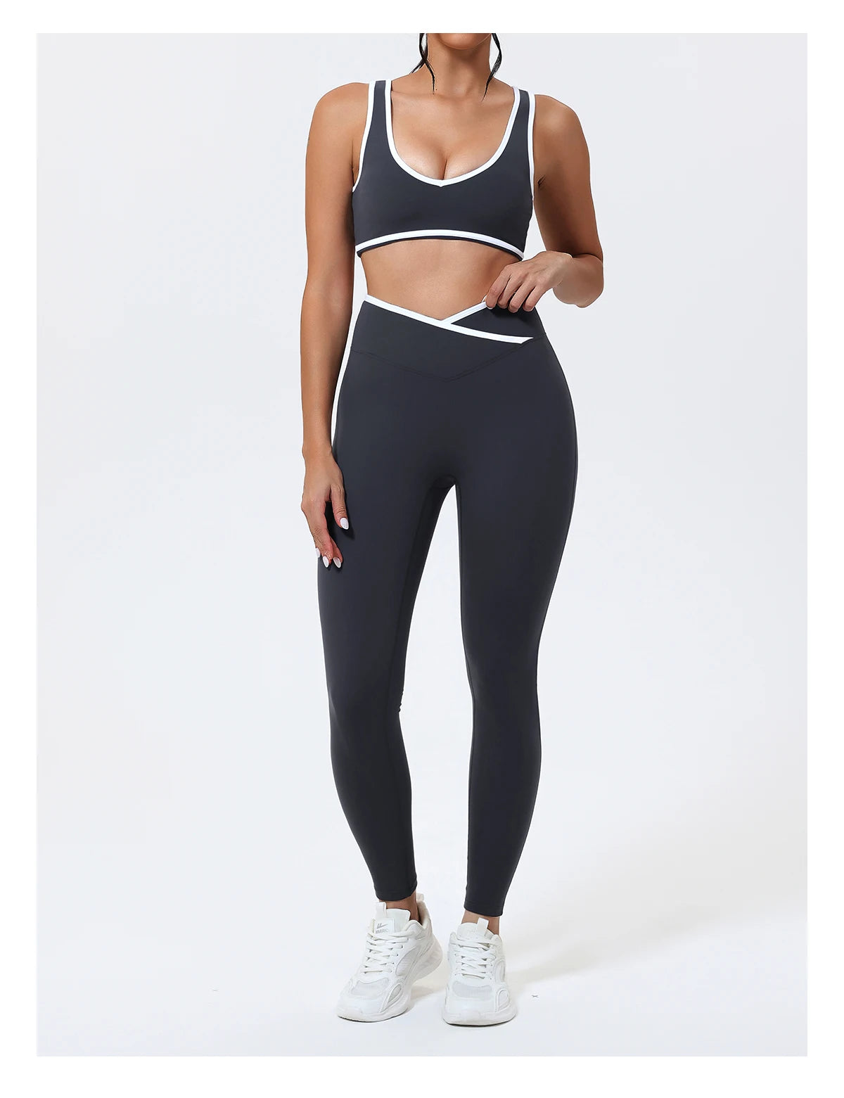 Women's 2-Piece Yoga Set – Sports Bra with Padded Cups & High-Waisted Cross-Back Leggings
