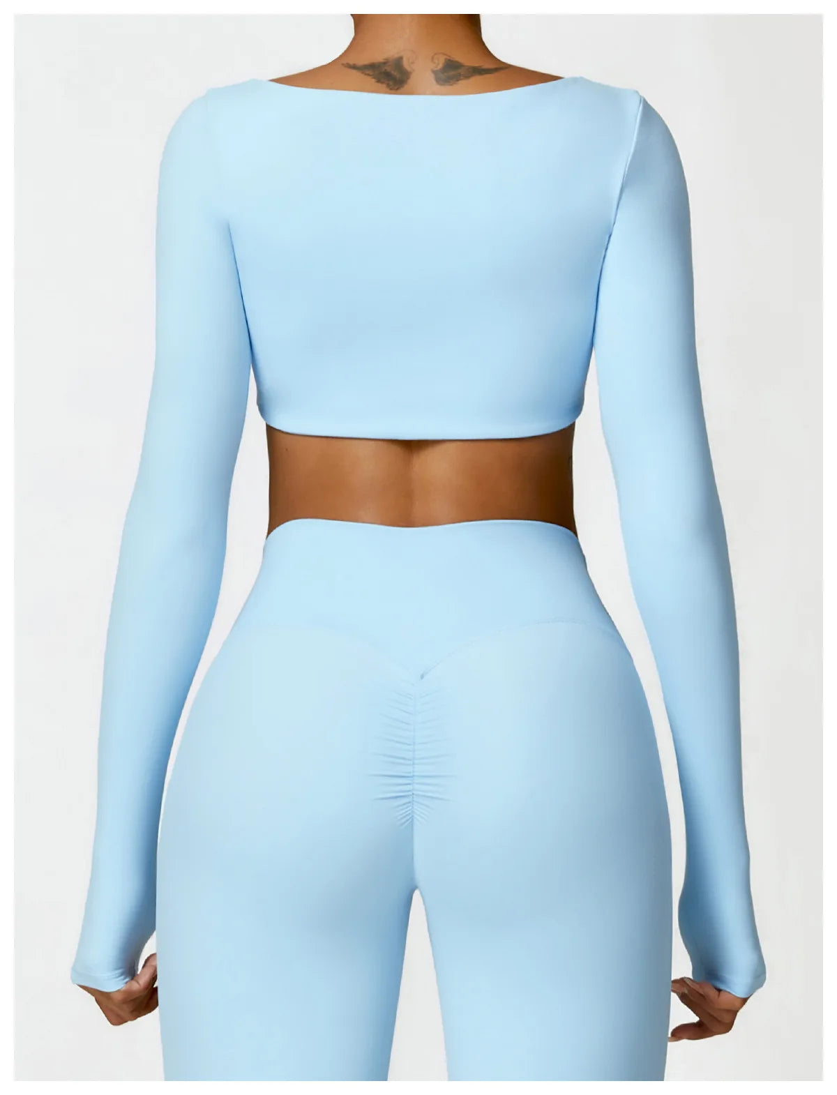 Women's Quick-Dry Square Neck Sports Crop Top – Long Sleeve Gym & Yoga Activewear