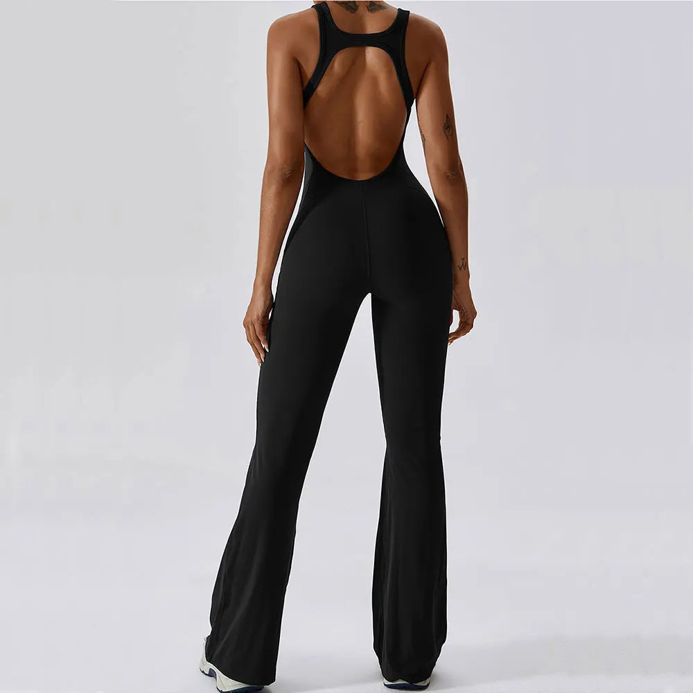 Women’s Solid Yoga Jumpsuit – One Piece Butt-Lifting Fitness Bodysuit