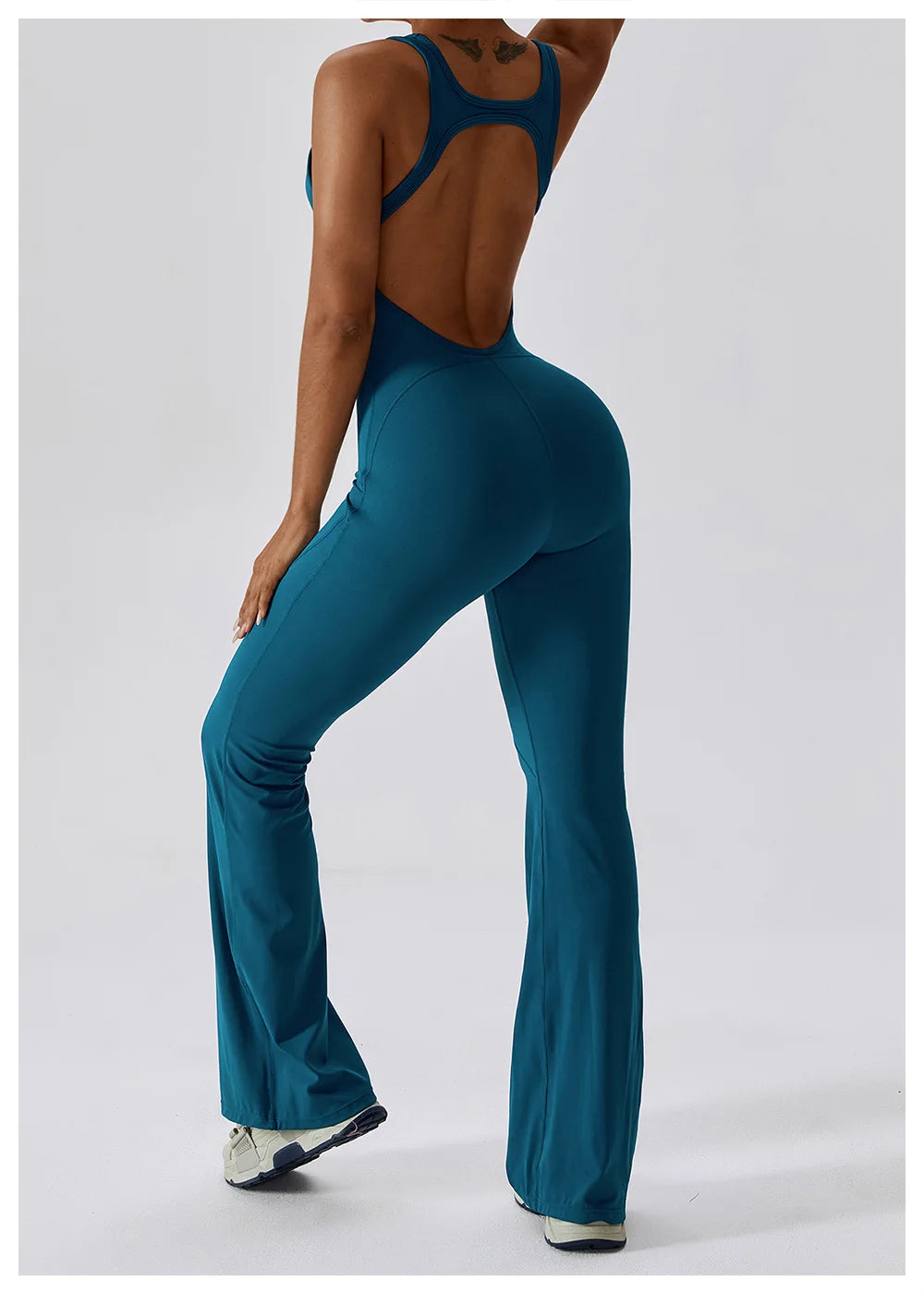 Women’s Solid Yoga Jumpsuit – One Piece Butt-Lifting Fitness Bodysuit