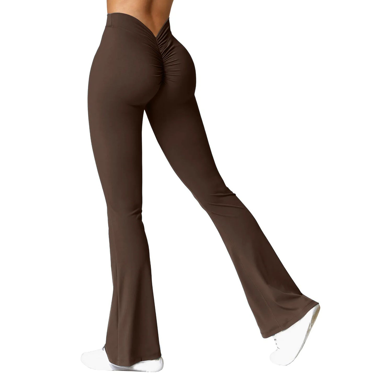 Women’s Micro Horn Flared Leggings – High Waist V-Back Push-Up Gym Pants