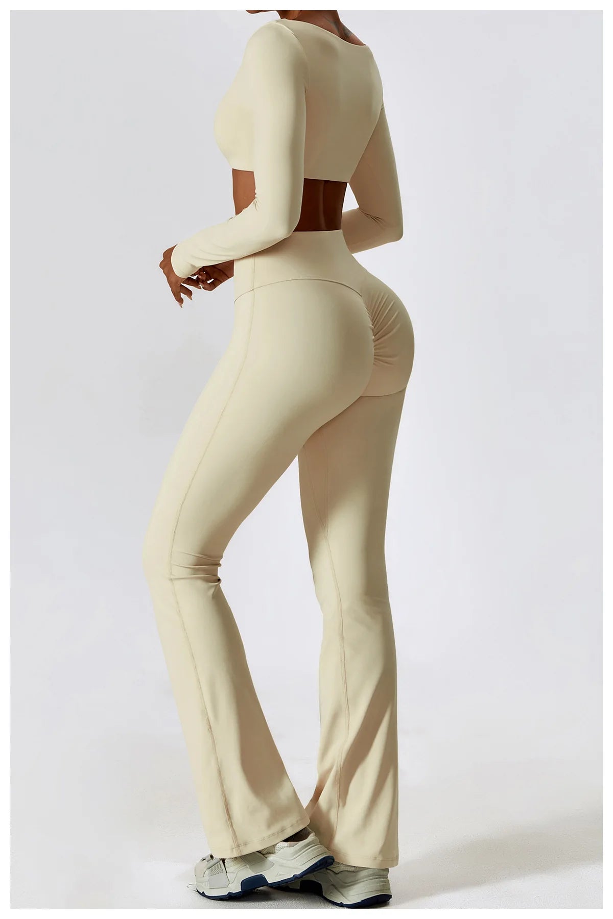 2PCS Women's Seamless Yoga Set Long Sleeve Athletic Legging & Crop Top Sportswear Workout Fitness Gym Sports Suit Winter Workout Clothes