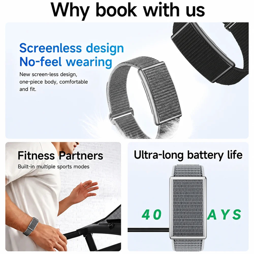 No-Screen Smartwatch – Fitness Tracker with Heart Rate Monitor for Android & iOS