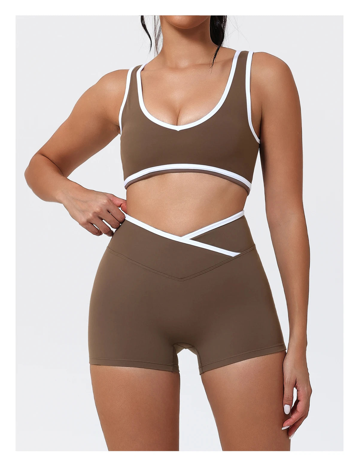 Women's 2-Piece Yoga Set – Sports Bra with Padded Cups & High-Waisted Cross-Back Leggings