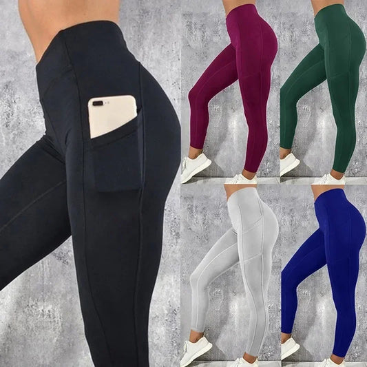 Women’s High Waist Yoga Leggings with Pockets – Butt Lifting Gym & Running Tights