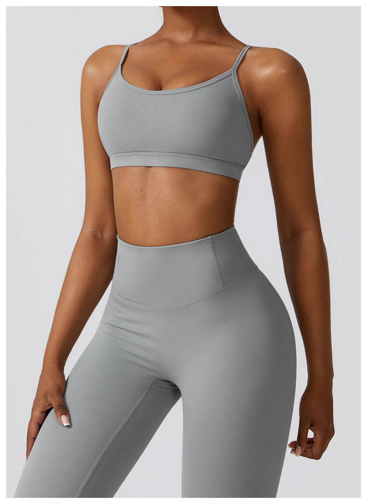 Women's Sportswear Yoga Set Seamless Fitness Bra Crop Top Long Sleeve Workout Clothes Athletic Wear Gym Legging for Running Fitness