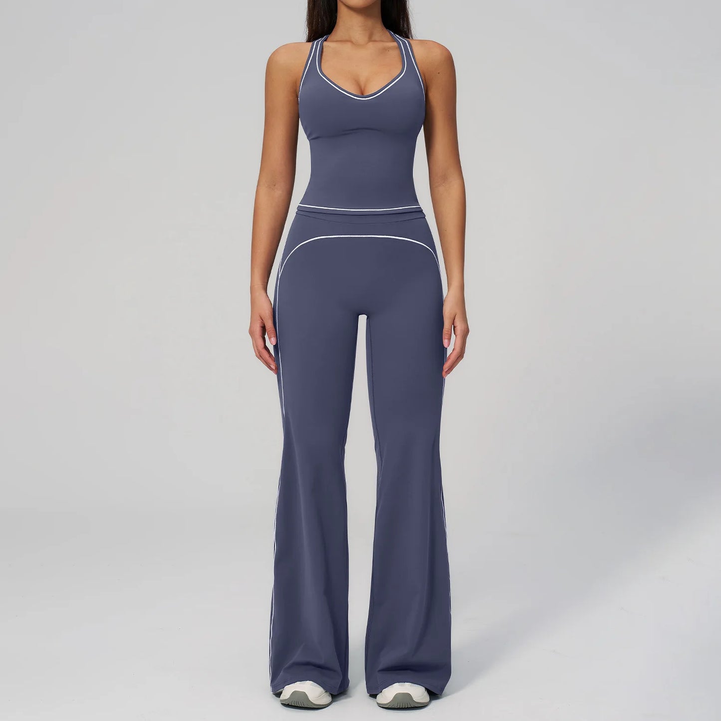 Women 2-Piece Vest Workout Set – Breathable Sleeveless Fitness Top & Straight-Leg Sports Pants