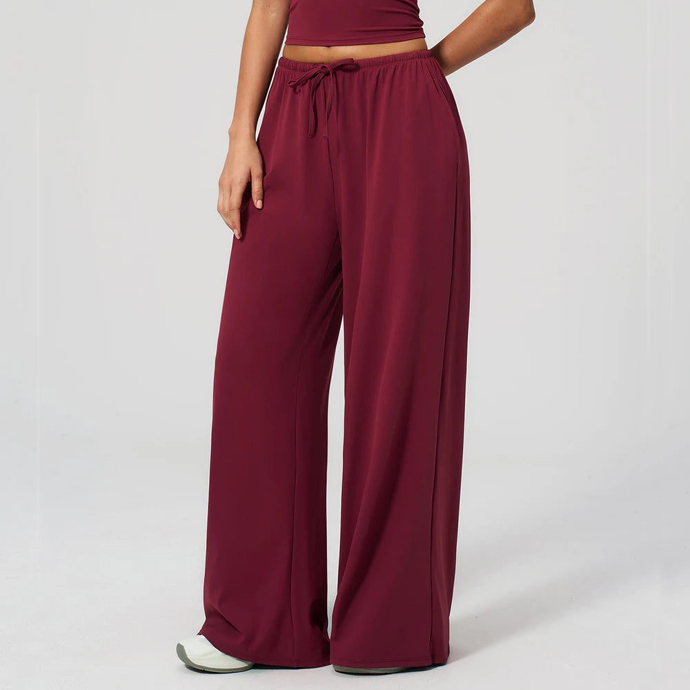 Yoga Pants Brushed Sports Pants Women's Hanging Wide Leg Loose Casual Pants Sports Running Fitness Elastic Drawstring Pants