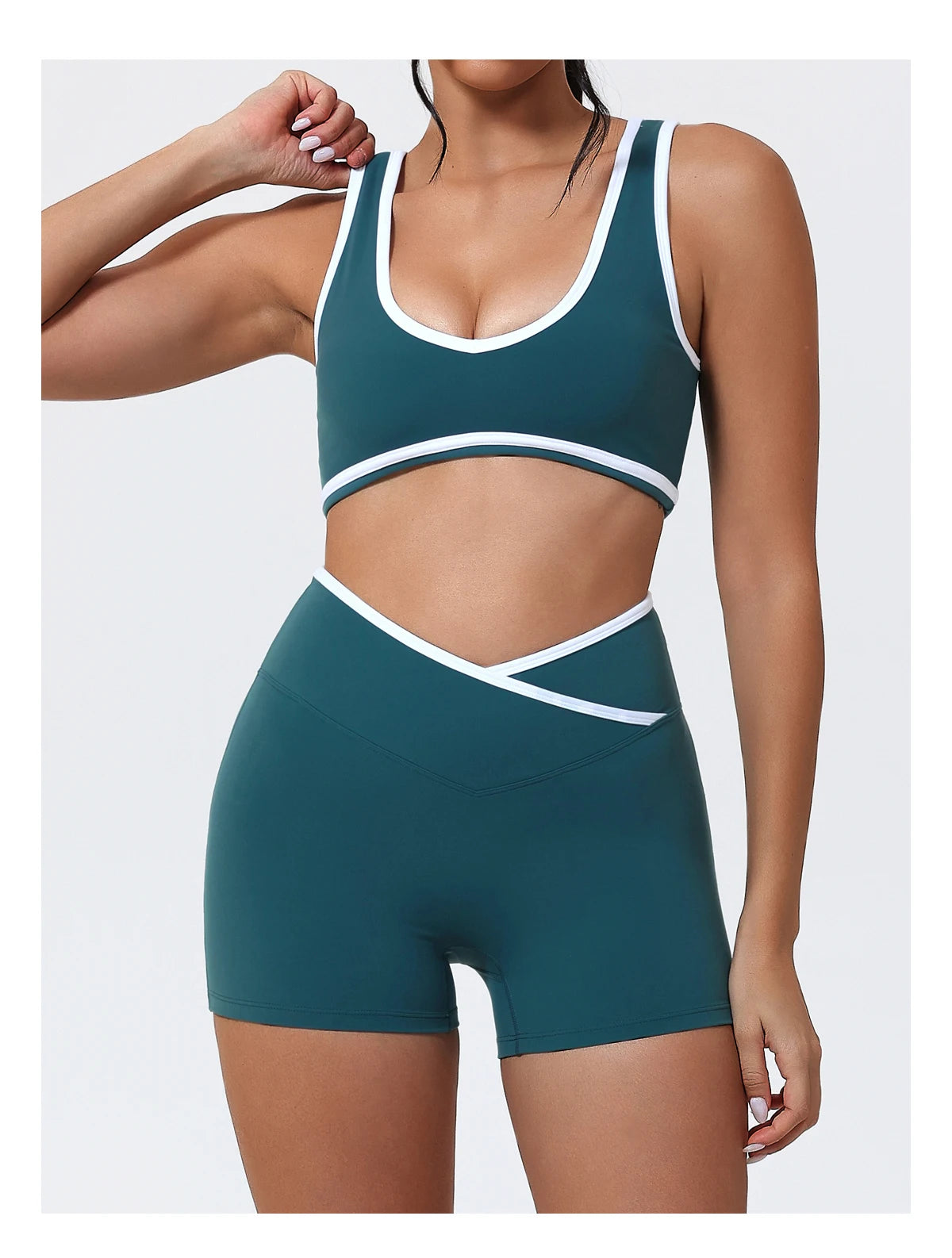 Women's 2-Piece Yoga Set – Sports Bra with Padded Cups & High-Waisted Cross-Back Leggings