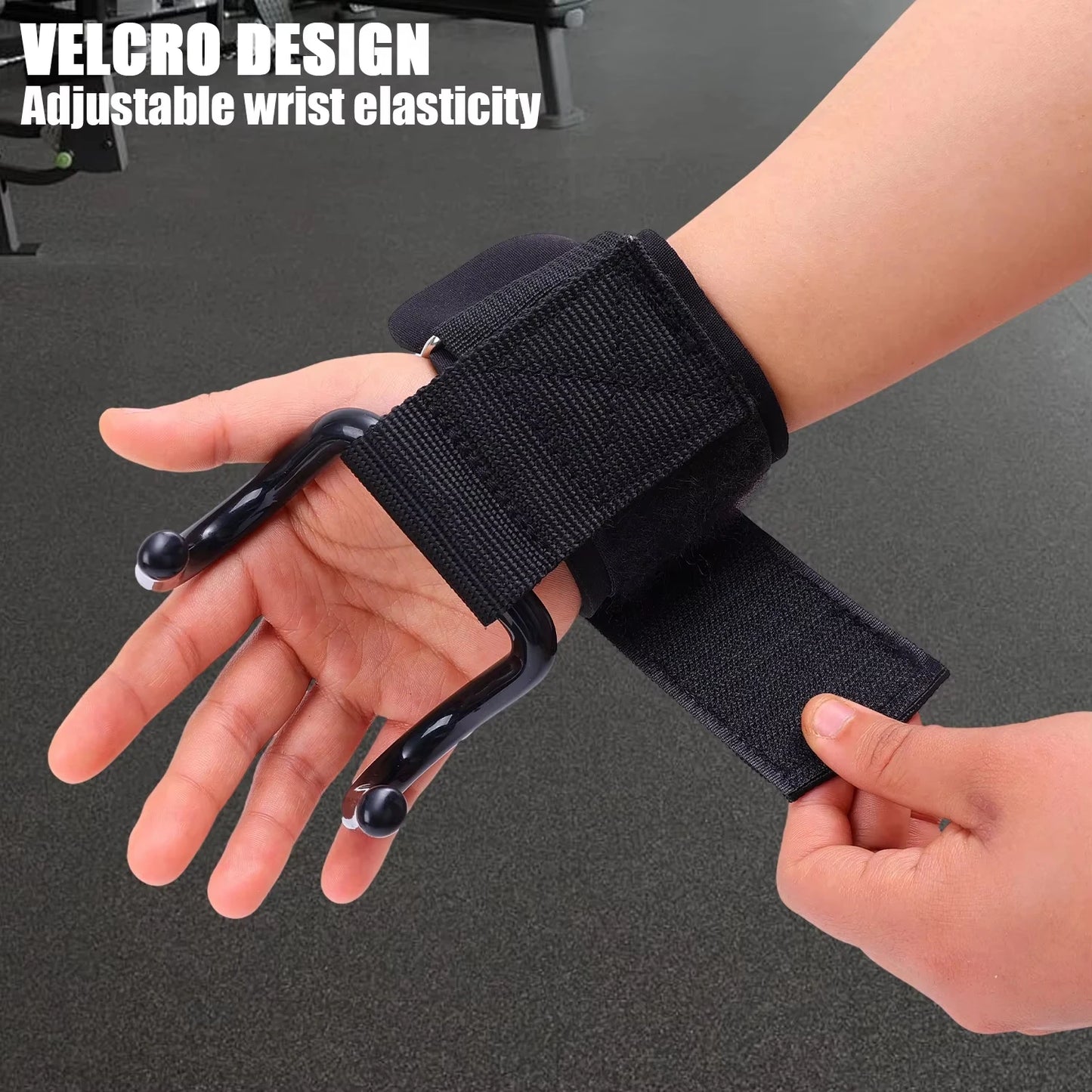 Weight Lifting Hook Grips with Wrist Wraps – Heavy Duty Gym Lifting Straps for Pull-Ups & Powerlifting