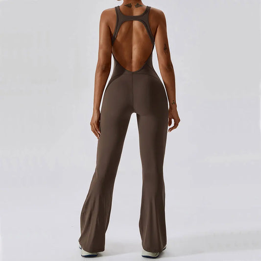Women’s Solid Yoga Jumpsuit – One Piece Butt-Lifting Fitness Bodysuit