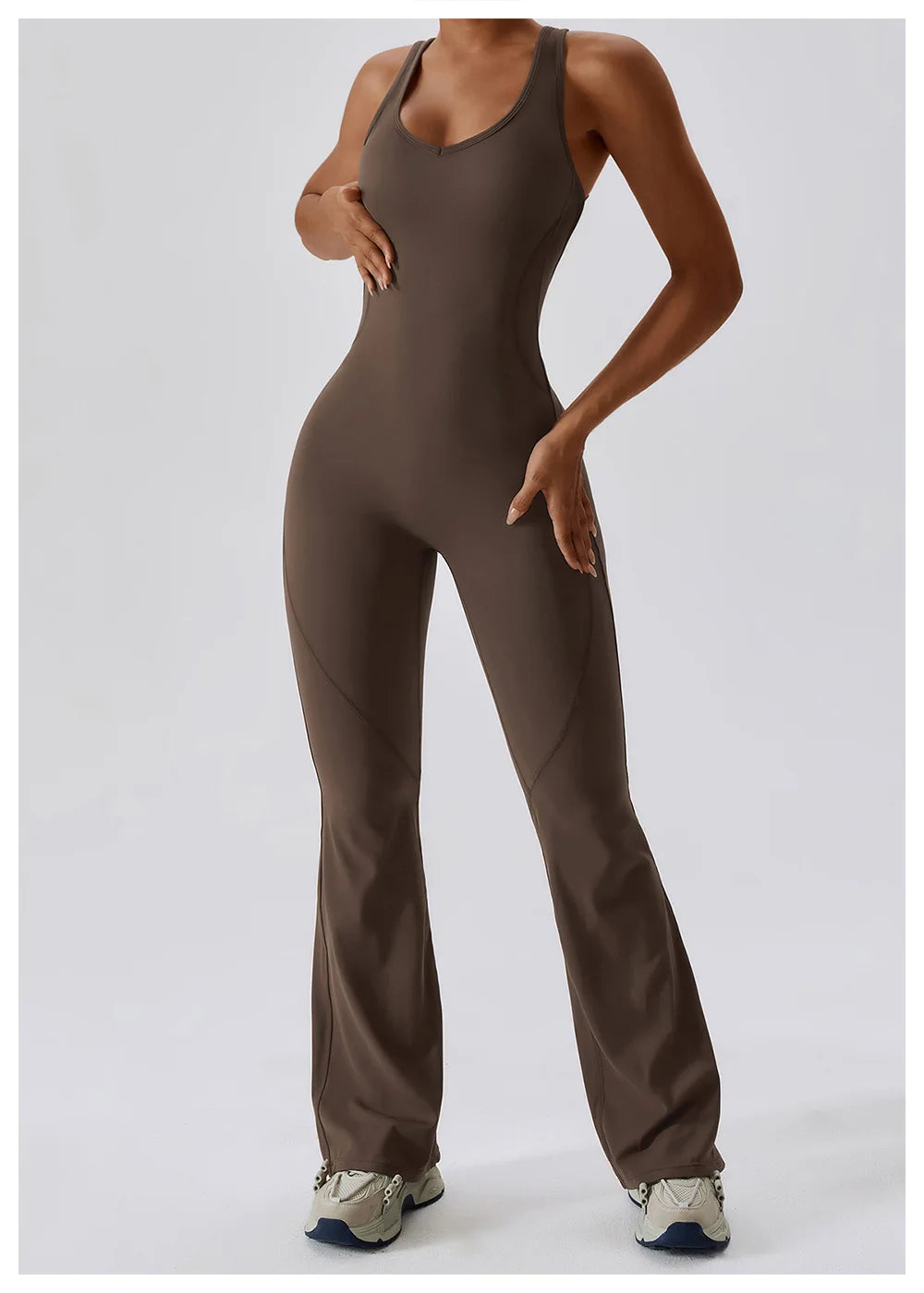 Women’s Solid Yoga Jumpsuit – One Piece Butt-Lifting Fitness Bodysuit