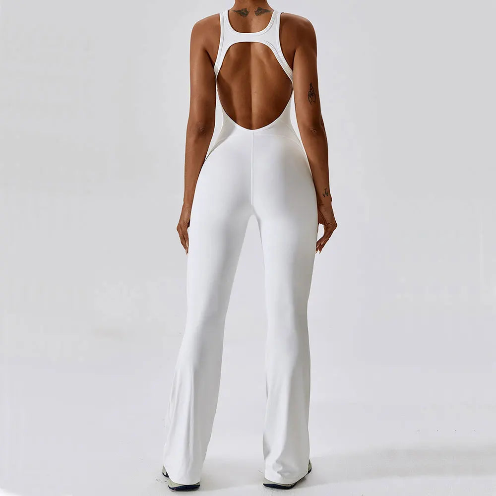 Women’s Solid Yoga Jumpsuit – One Piece Butt-Lifting Fitness Bodysuit