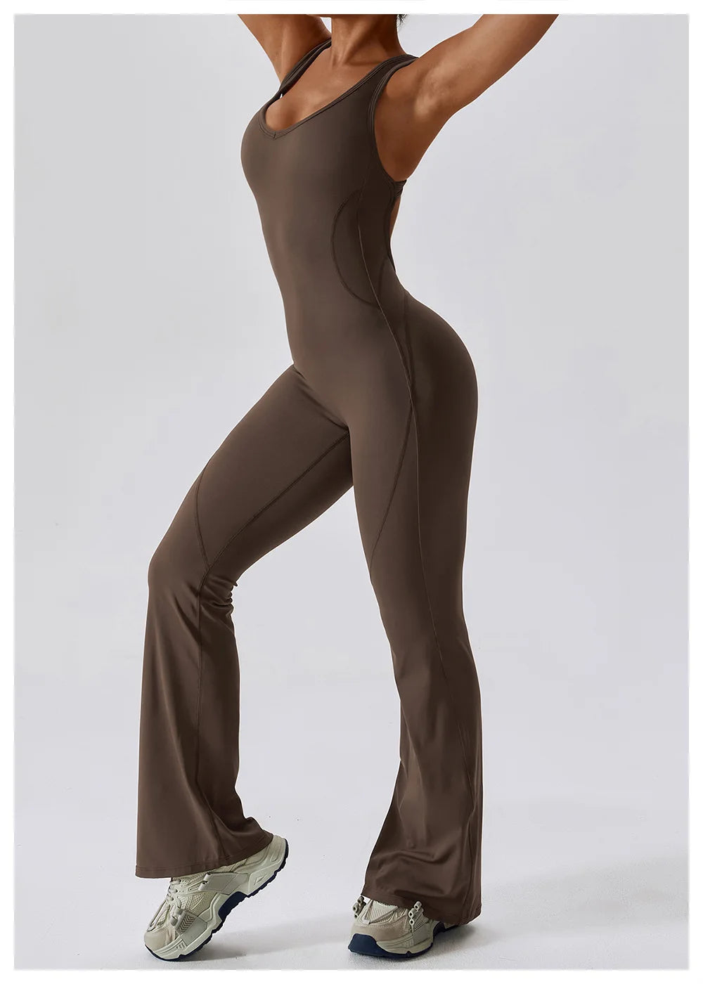 Women’s Solid Yoga Jumpsuit – One Piece Butt-Lifting Fitness Bodysuit