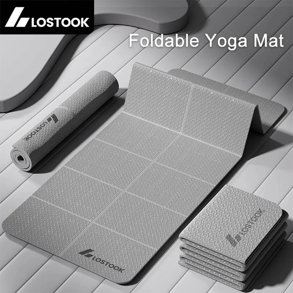 4mm Thick Foldable TPE Yoga Mat Eco-Friendly Non-Slip Exercise Mat for Yoga Pilates Stretching Travel And Home Fitness
